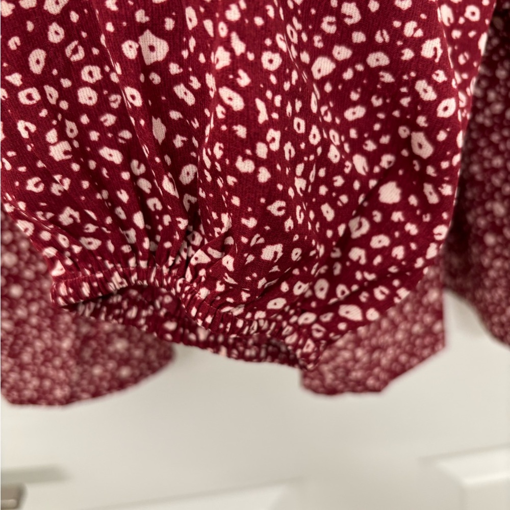 ODDY Burgundy Floral Ruffle Blouse 1X - Picture 4 of 5